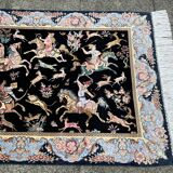 Tapis en soie Indo-Persan scène de chasse