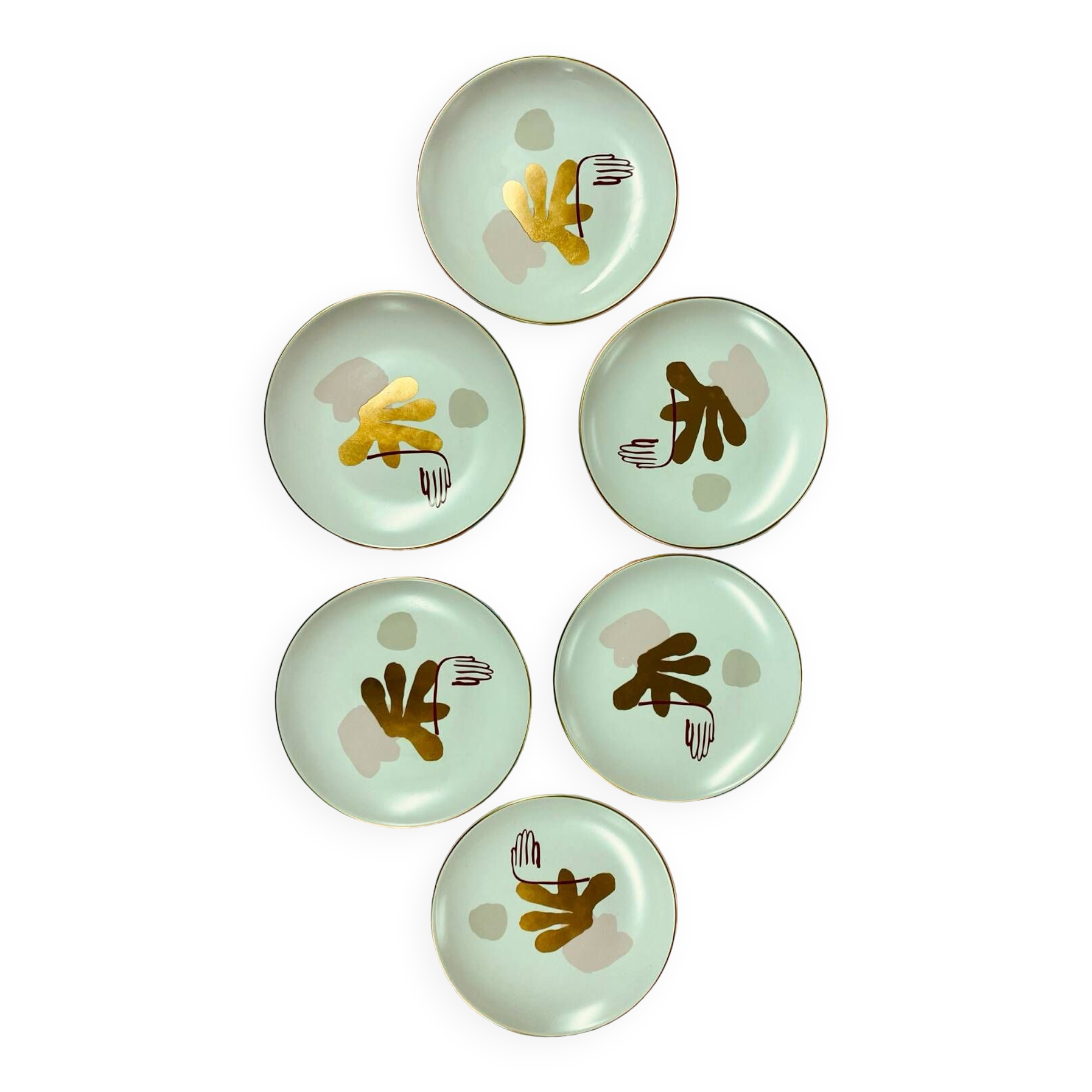 Set of six dessert plates