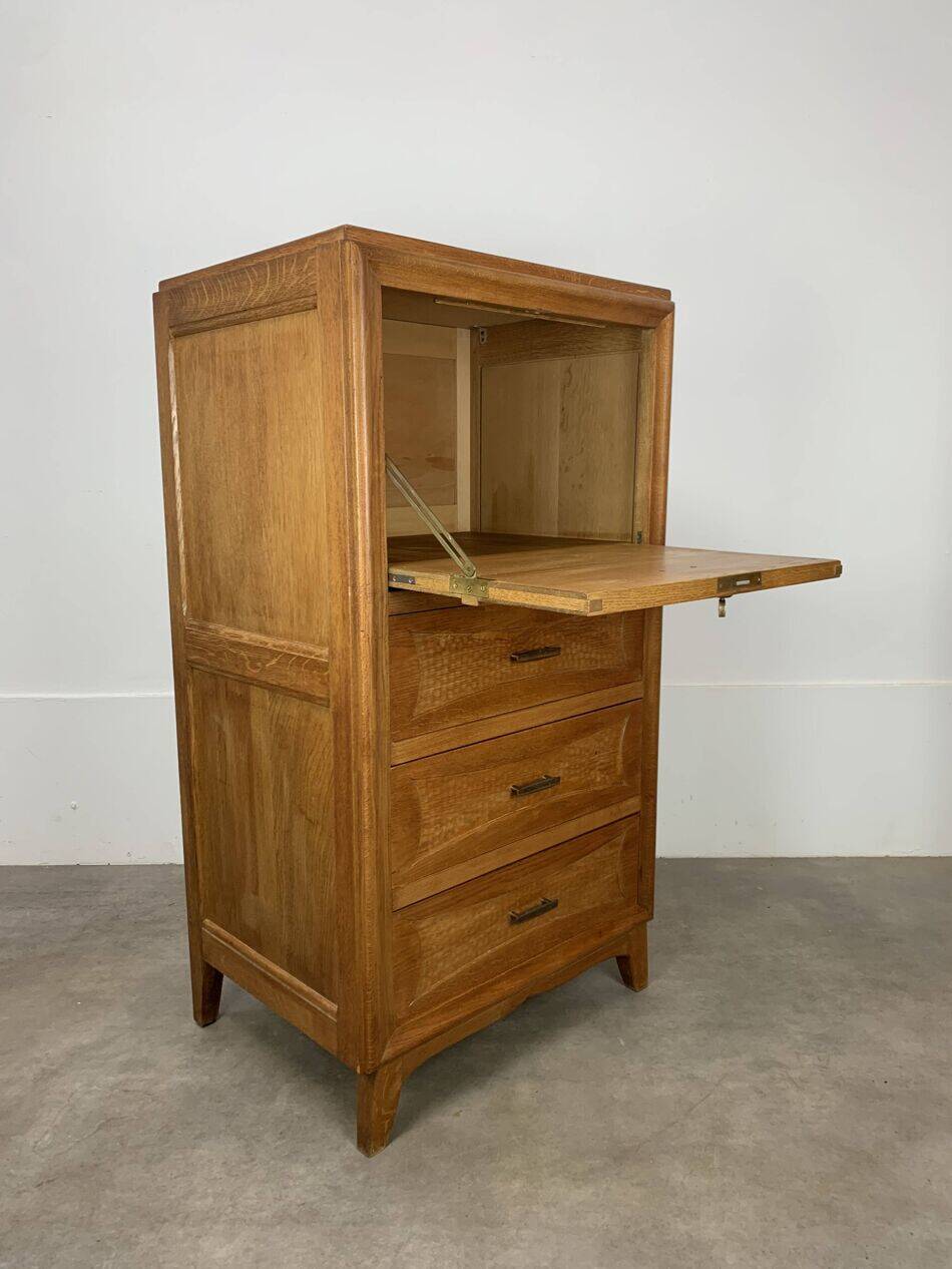 Secrétaire, bureau, commode en chêne, années 50