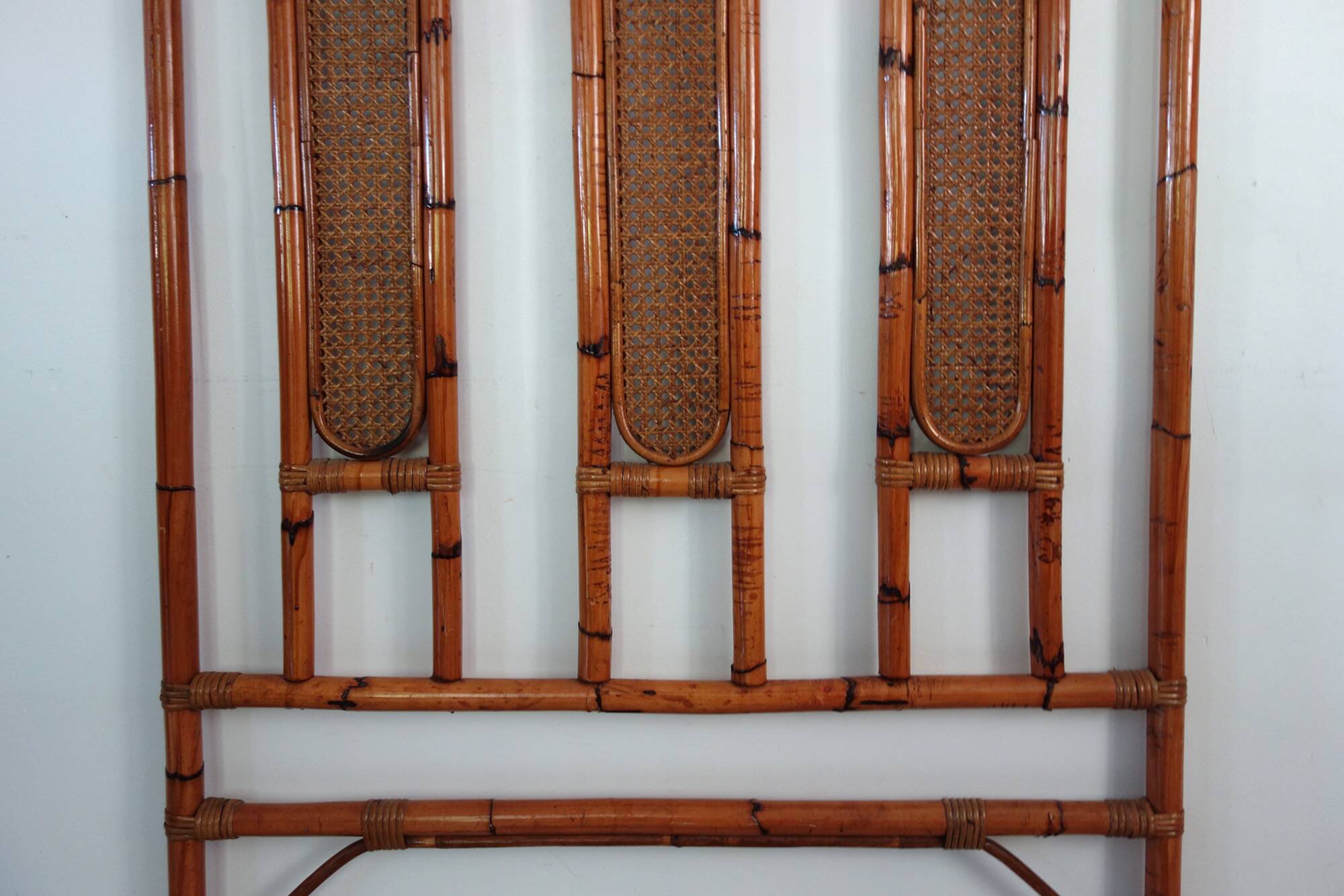 Bamboo and cane headboard from the 1970s.