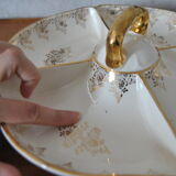 Aperitif tray in porcelain gilded decoration Villeroy & Boch 50s/60s