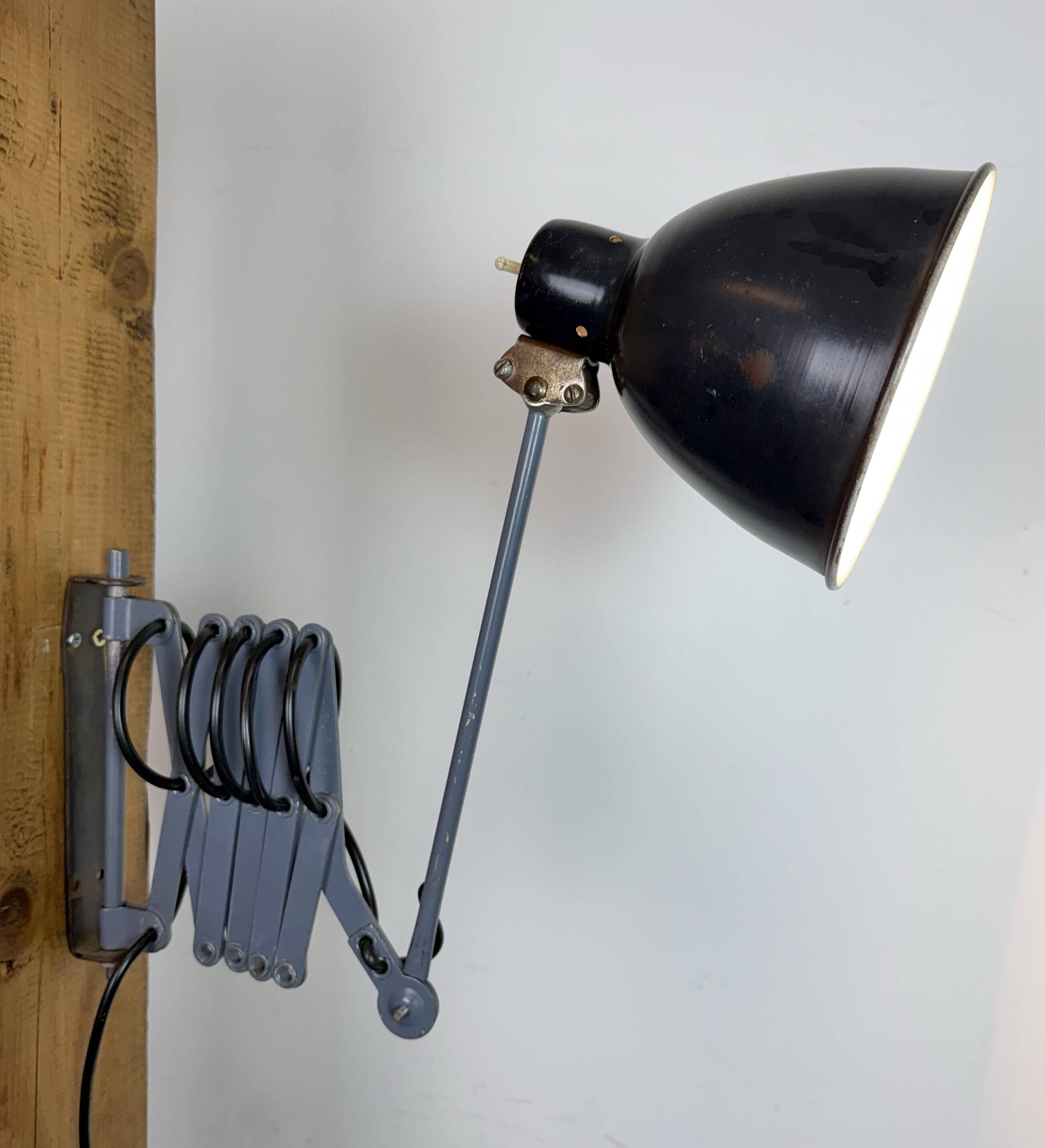 Black Industrial Soviet Scissor Wall Lamp, 1960s