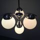 1930s Czech Art Deco Blue Opaline Glass and Chrome Four-Light Chandelier