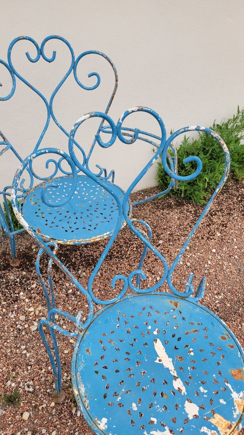 Old wrought iron garden furniture