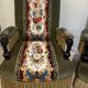 Paire de fauteuils en velours et tapisserie