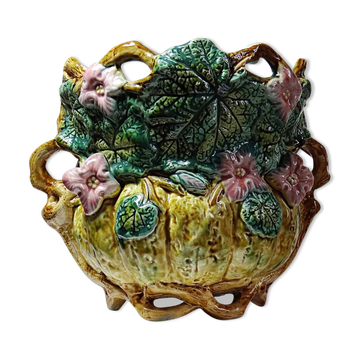 Important antique cache-pot in Onnaing barbotine "Pumpkin" from the early 20th century.