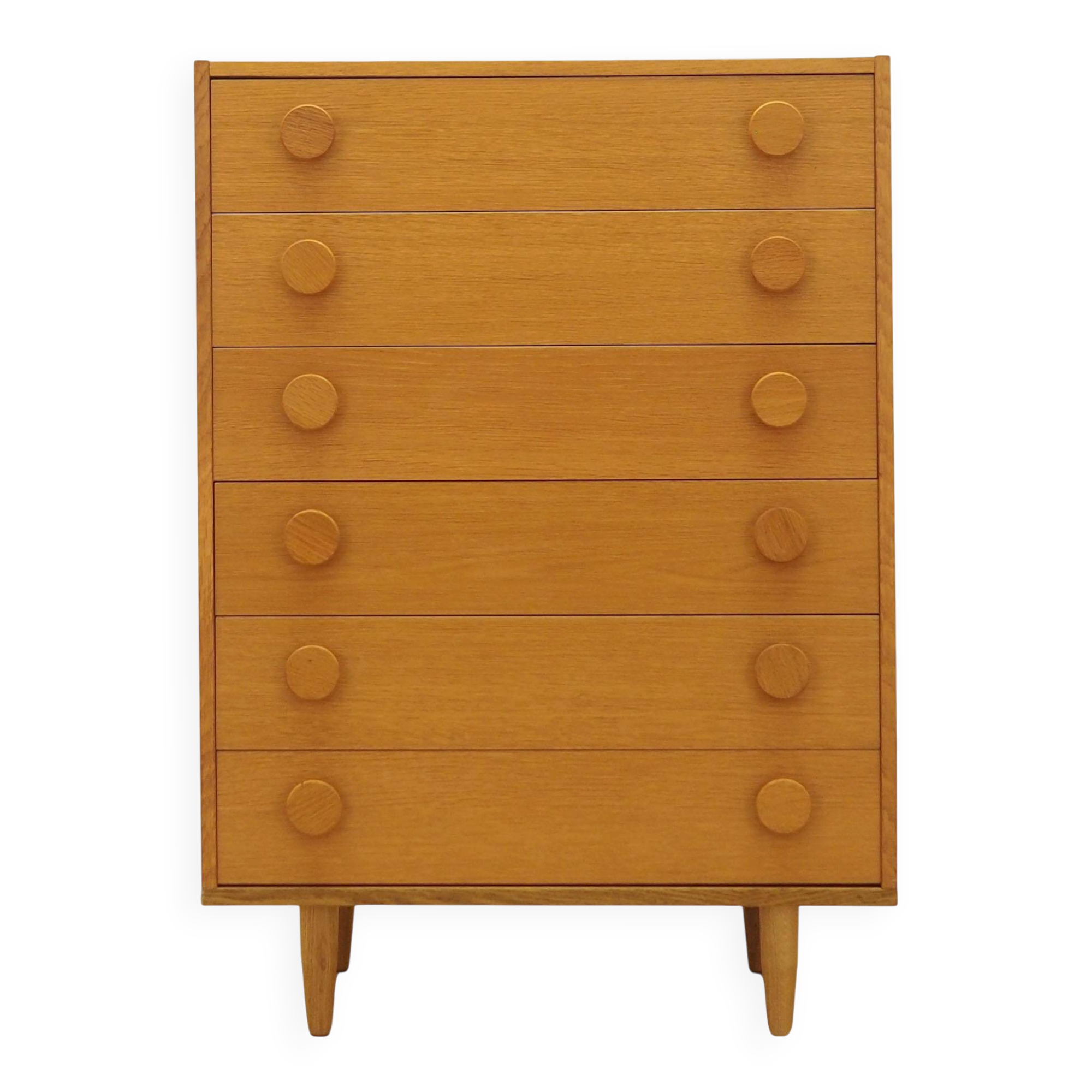 Ash veneer chest of drawers, Denmark, 1970s