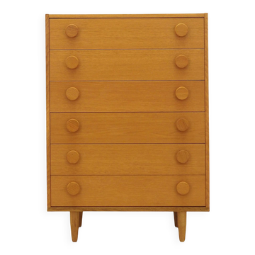 Ash veneer chest of drawers, Denmark, 1970s