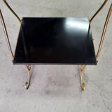 Petite sellette a 2 niveaux en metal et bois 1960