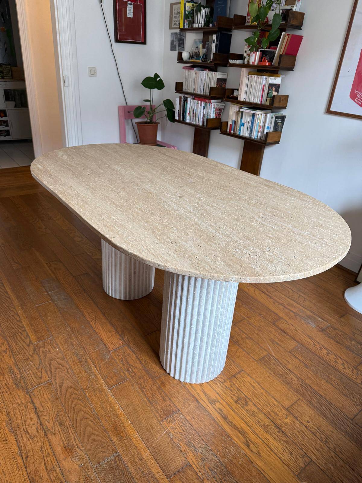 Oblong travertine dining table 150x90cm