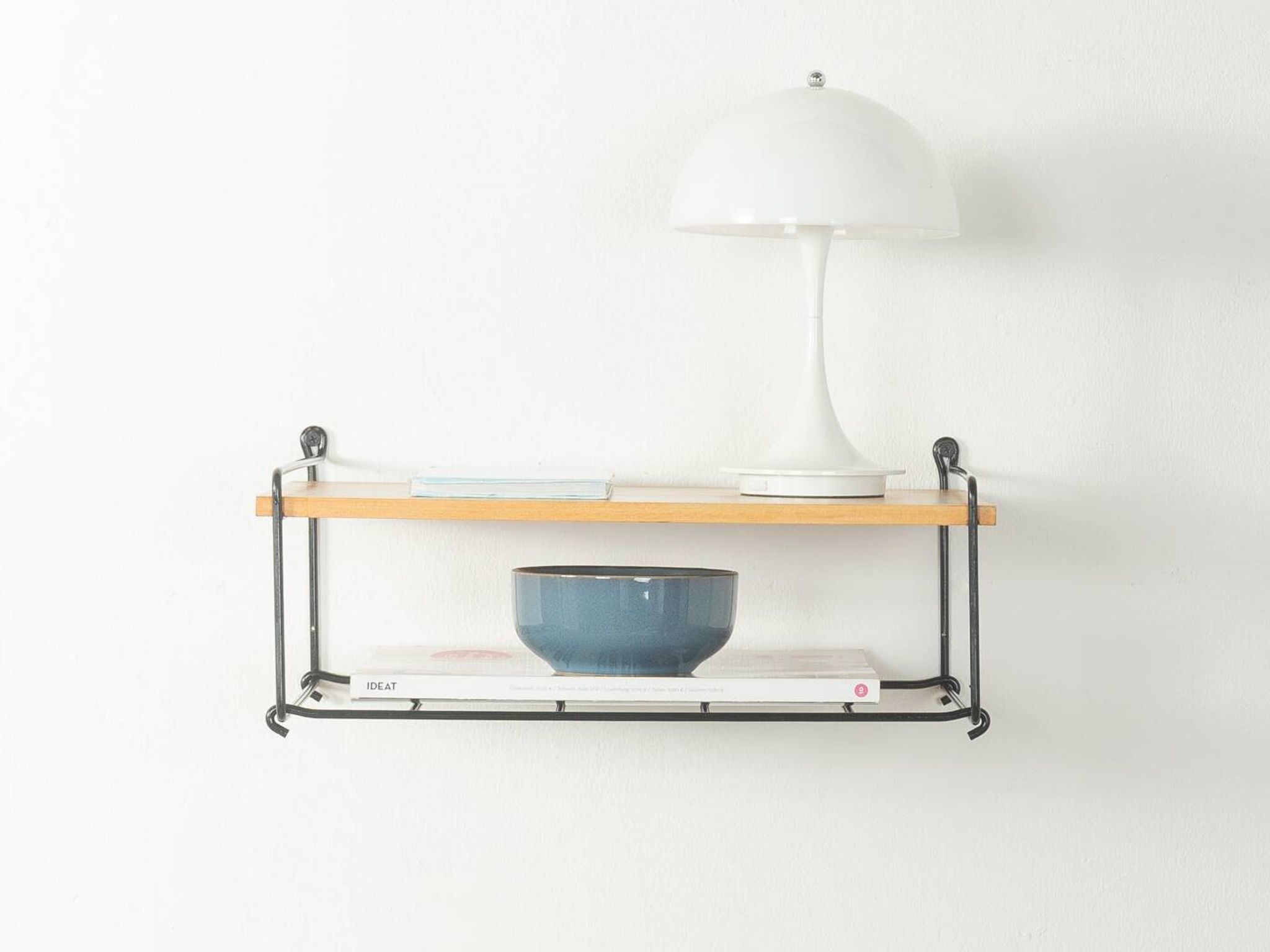 Functional telephone shelf, mid-century, ash wood and metal, 1950s
