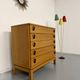 Vintage chest of drawers with 5 drawers in light wood, French design from the 60s/70s.