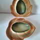 Two biomorphic bowls Salins France moss green 1950s