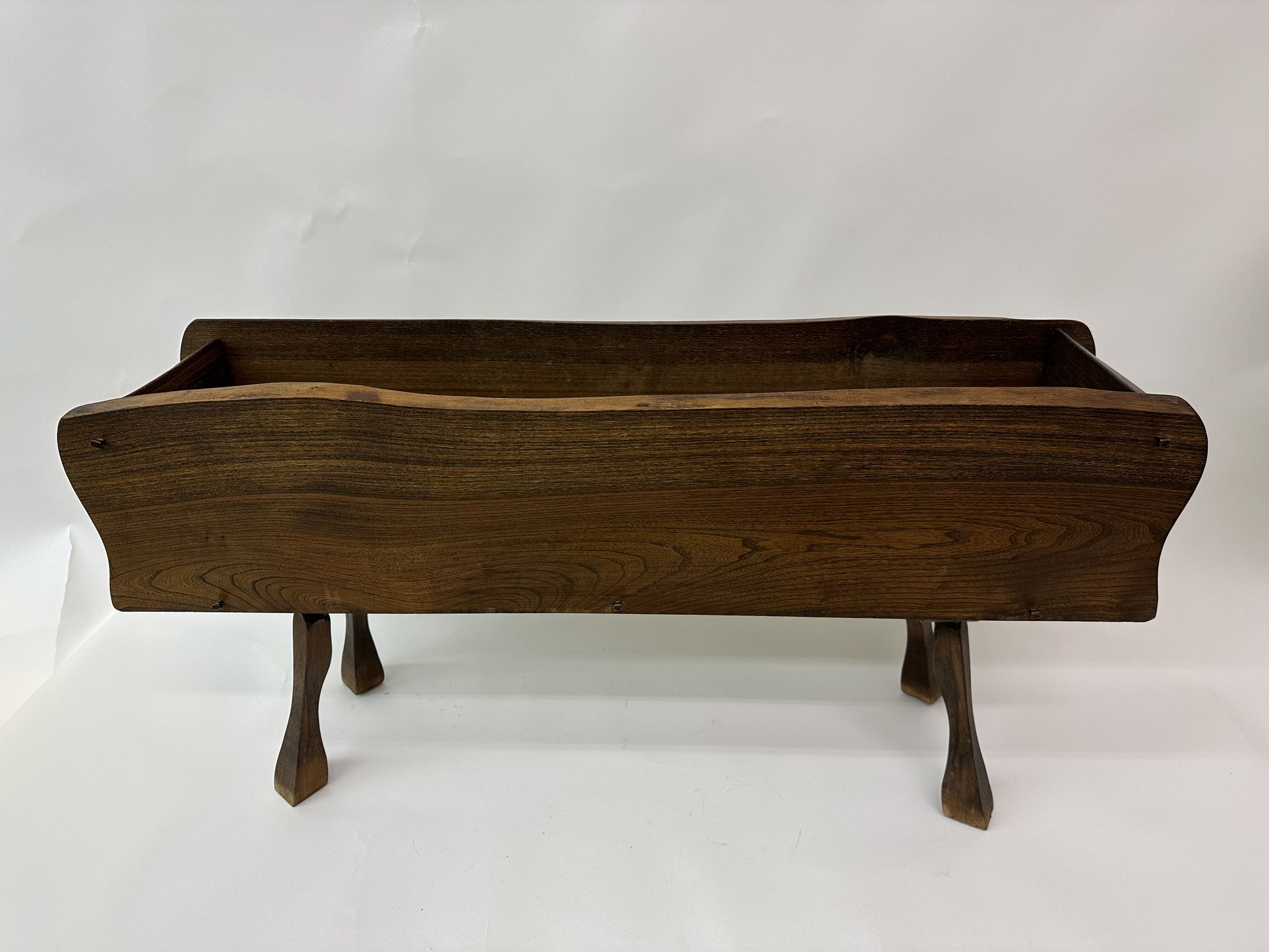 Brutalist solid wooden flower plante, 1970's