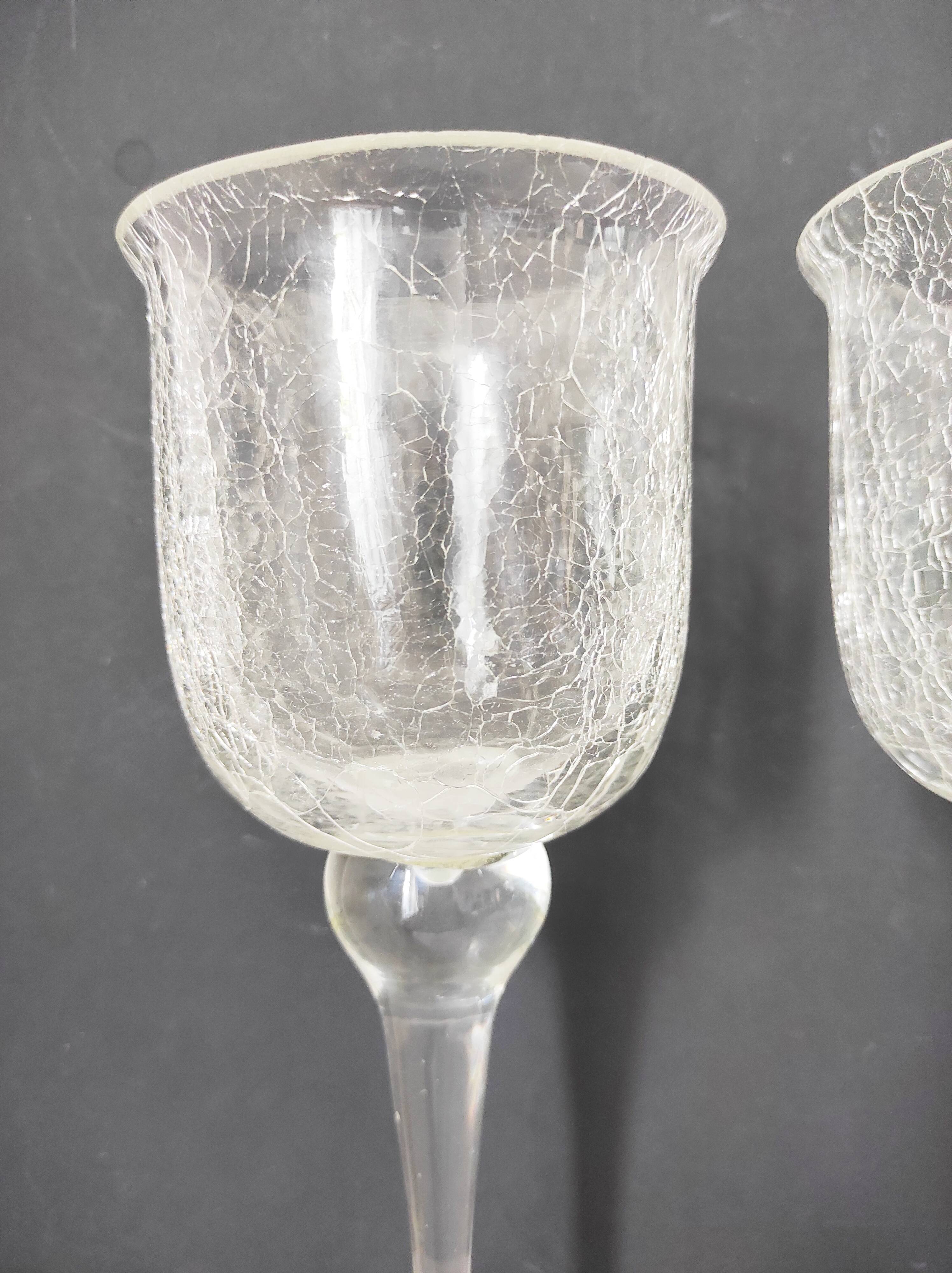 Two cracked glass lanterns 30.5 cm