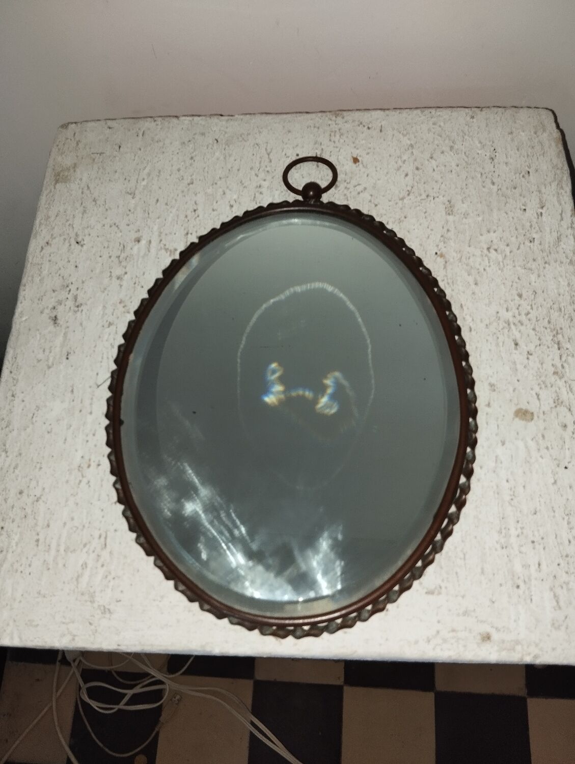 Miroir verre biseauté ancien