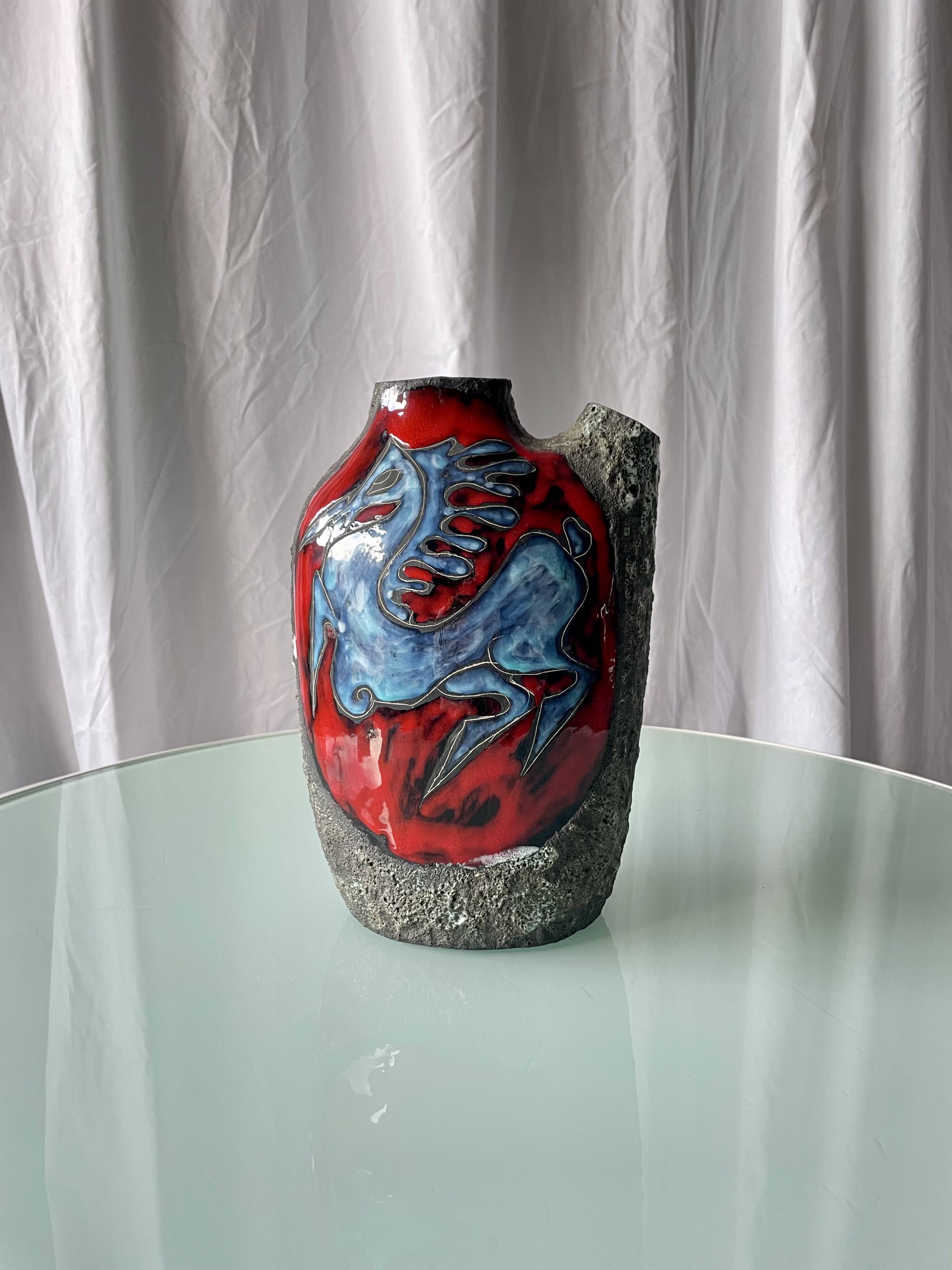 Mid Century Fat Lava 'Pugi' Vase