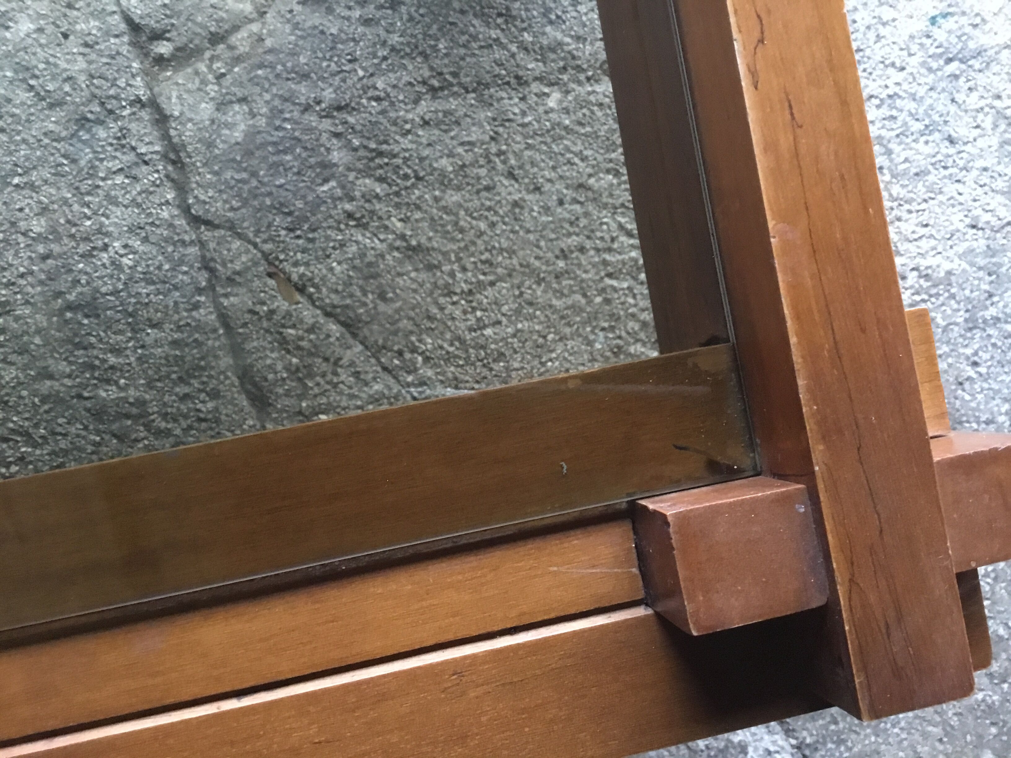 Modernist rectangular coffee table wood and glass - vintage - 1960s