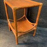 Side table, rattan, Maugrion design 1970