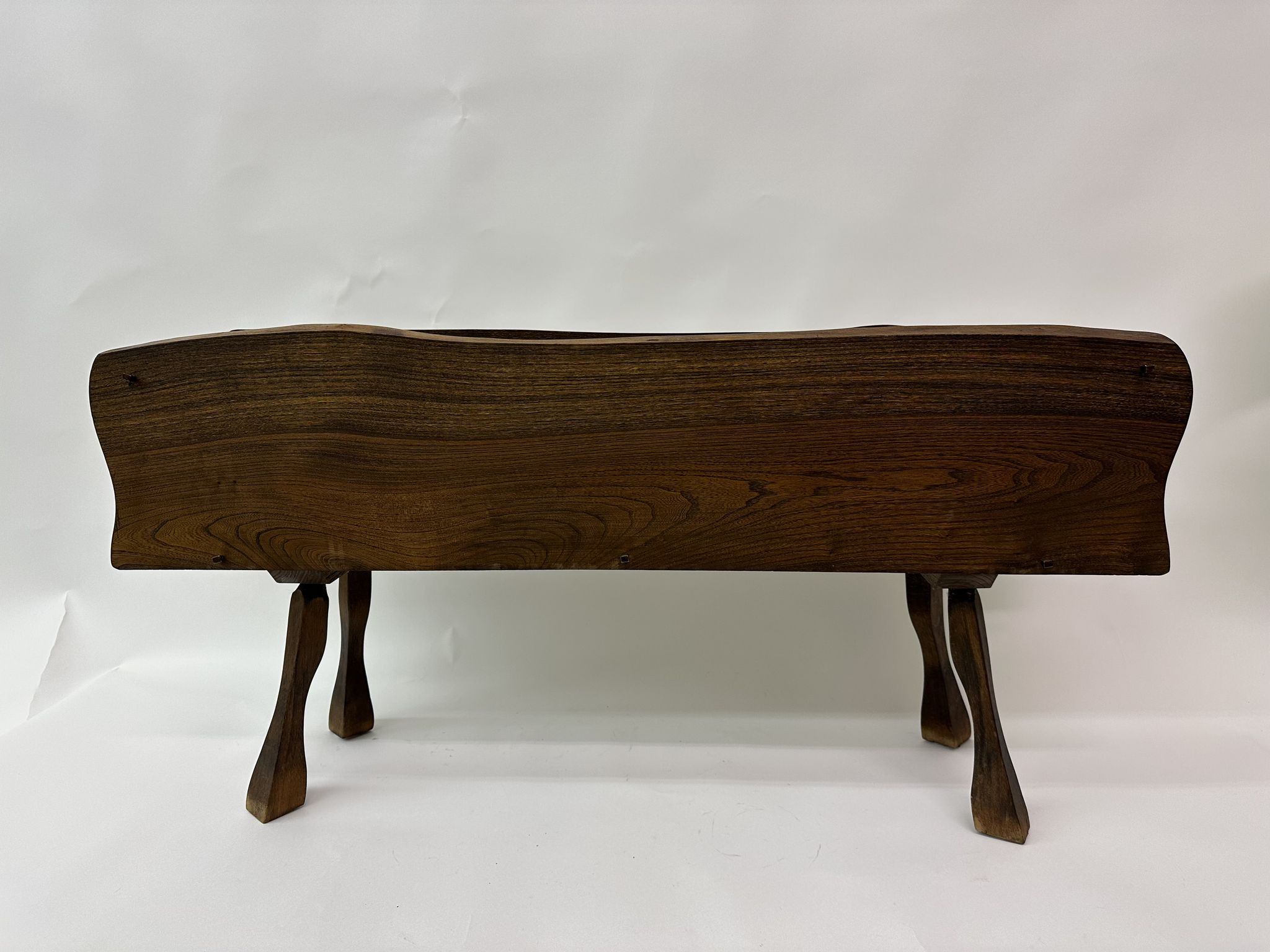 Brutalist solid wooden flower plante, 1970's