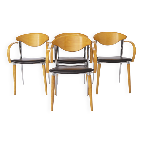 4 Chaises Vintage 1980, par Capdell, Espagne, Modèle : Paco, Empilables
