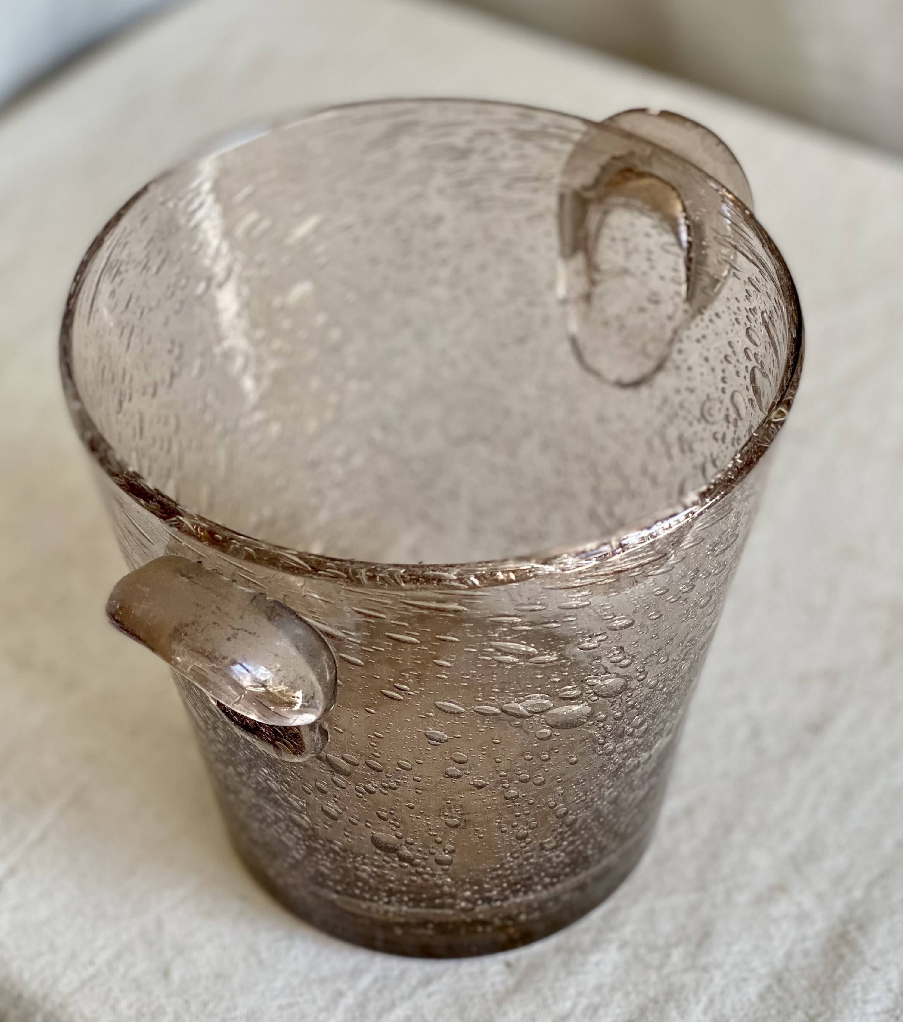 Seau à glaçon verre biot vintage 1960 verre bullé