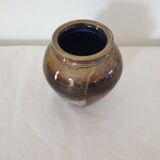 Vase en céramique vernissée marron non Signé - hauteur 14cm