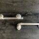 Art Deco aluminum towel rack and wall hooks, 1940