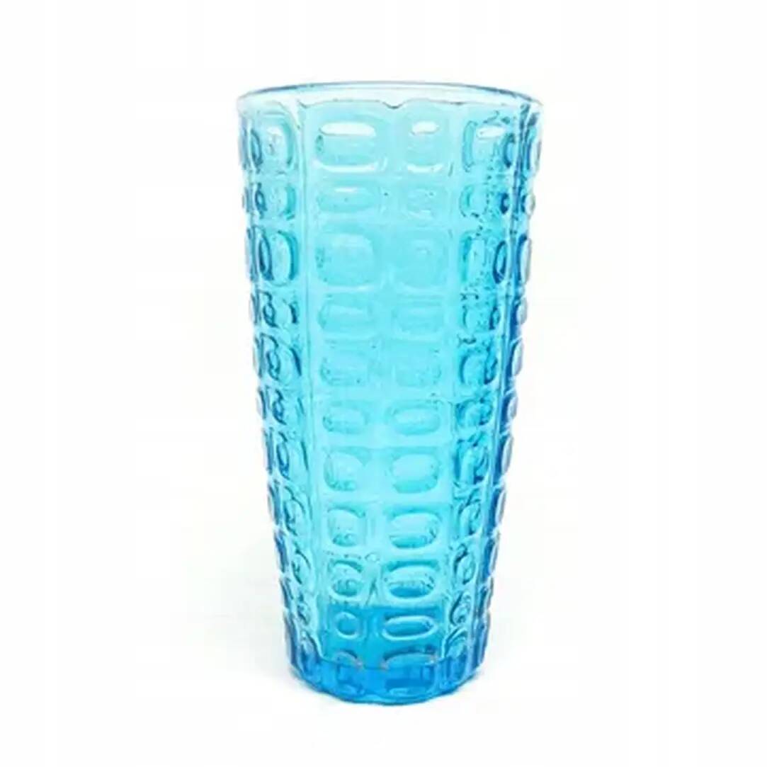 Volcano vase, modernism, turquoise glass, Ząbkowice, Poland, 1970s