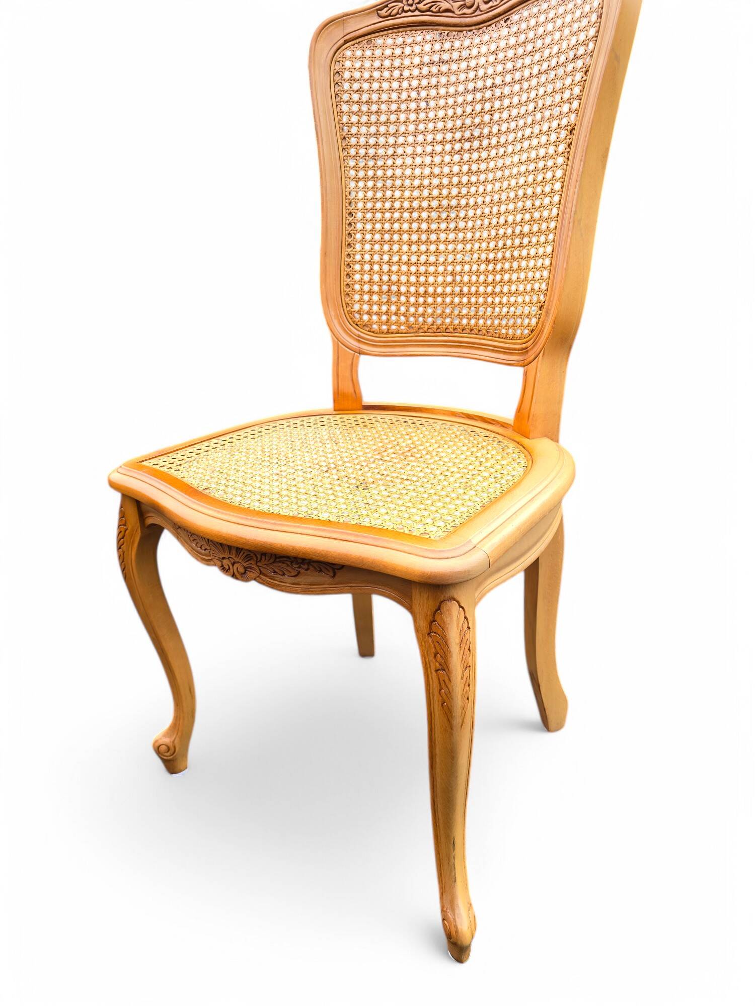 6 Louis XV style chairs in cherry wood and cane