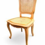 6 chaises de style Louis XV en merisier et cannage