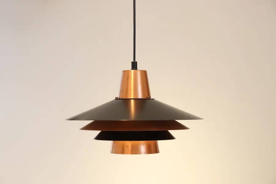 Vintage copper with black Danish design pendant hanging lamp