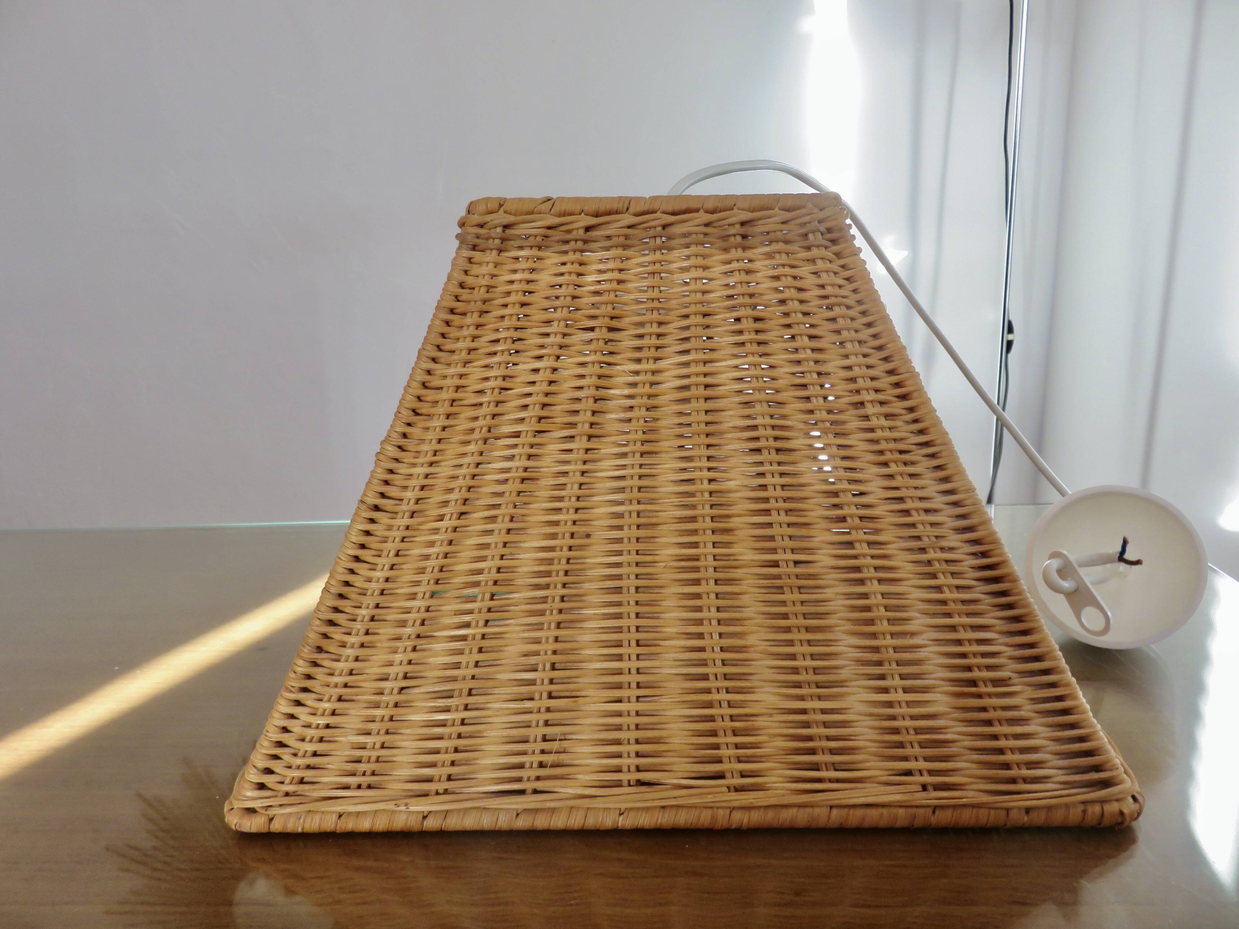 Large 1970s rattan pendant light