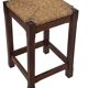 Vintage rattan stool with oak, 60s wabi sabi design, minimalist