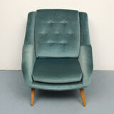 1950s clubchair in blue velour