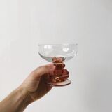 Glasses - round dessert cups feet pink columns