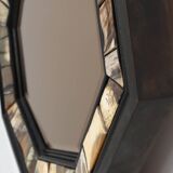Brass and horn octagonal mirror with horn by Anthony Redmile, UK ca. 1980