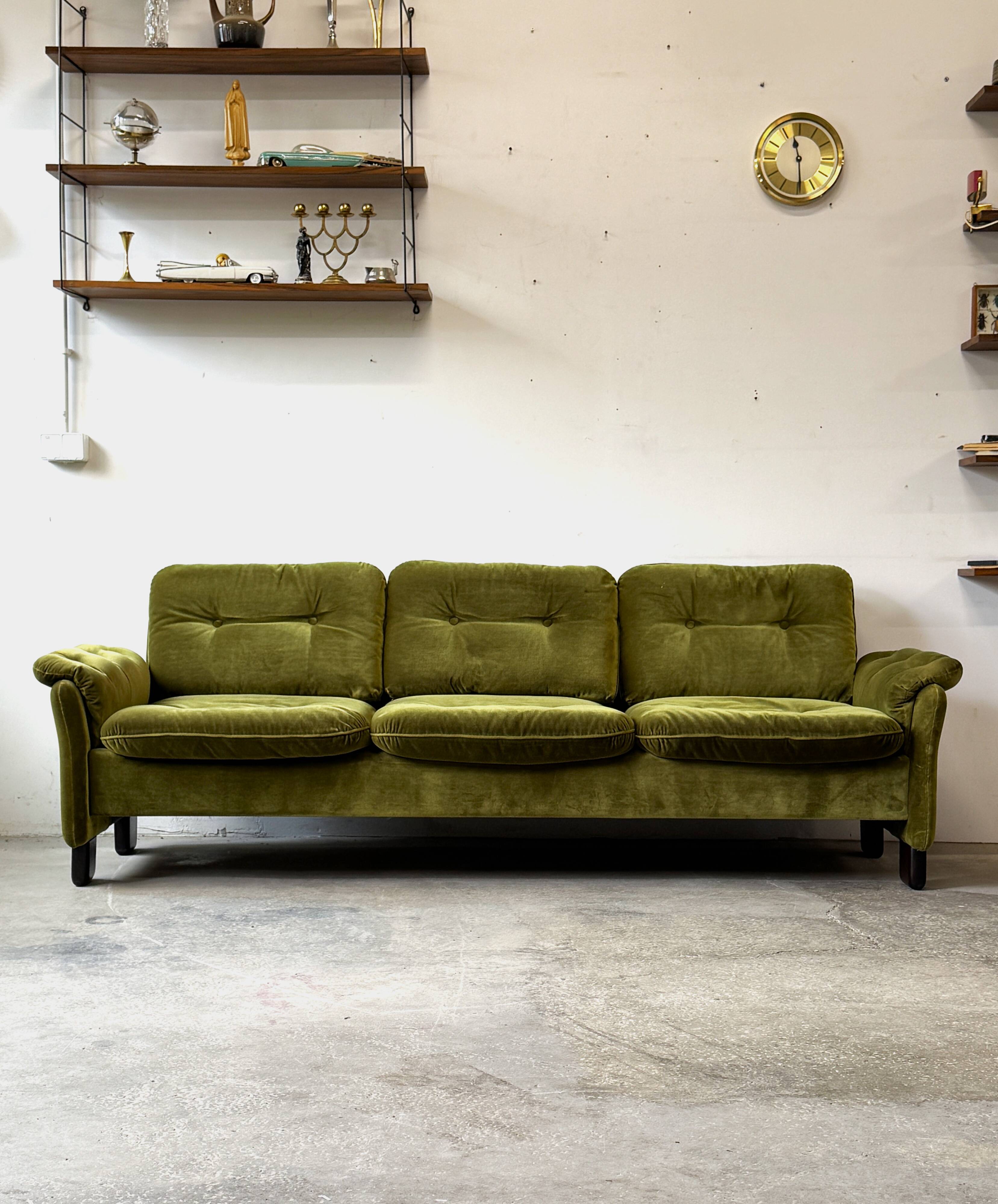 Velvet Sofa, Denmark, 1960s, Mid-C, Vintage