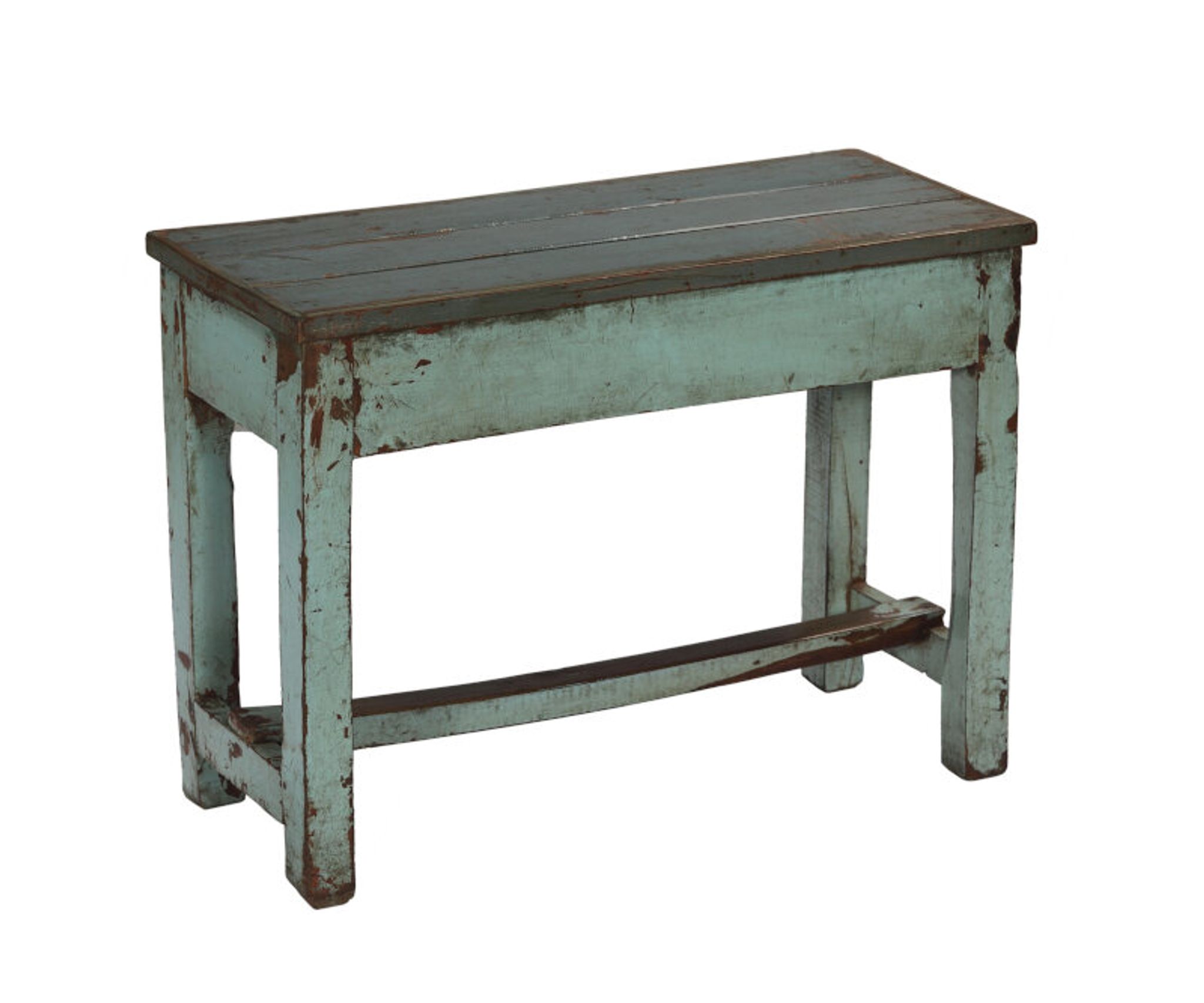 Indian bench blue wood old teak vintage patina and original piece 70x30x52cm