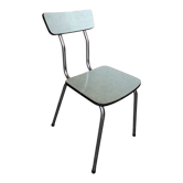 Green Formica Kitchen Chair + Metal Foot 70s Vintage #A035
