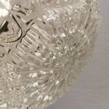 Beautiful hanging lamp in aluminium and hard-pressed crystal glass, probably Swedish