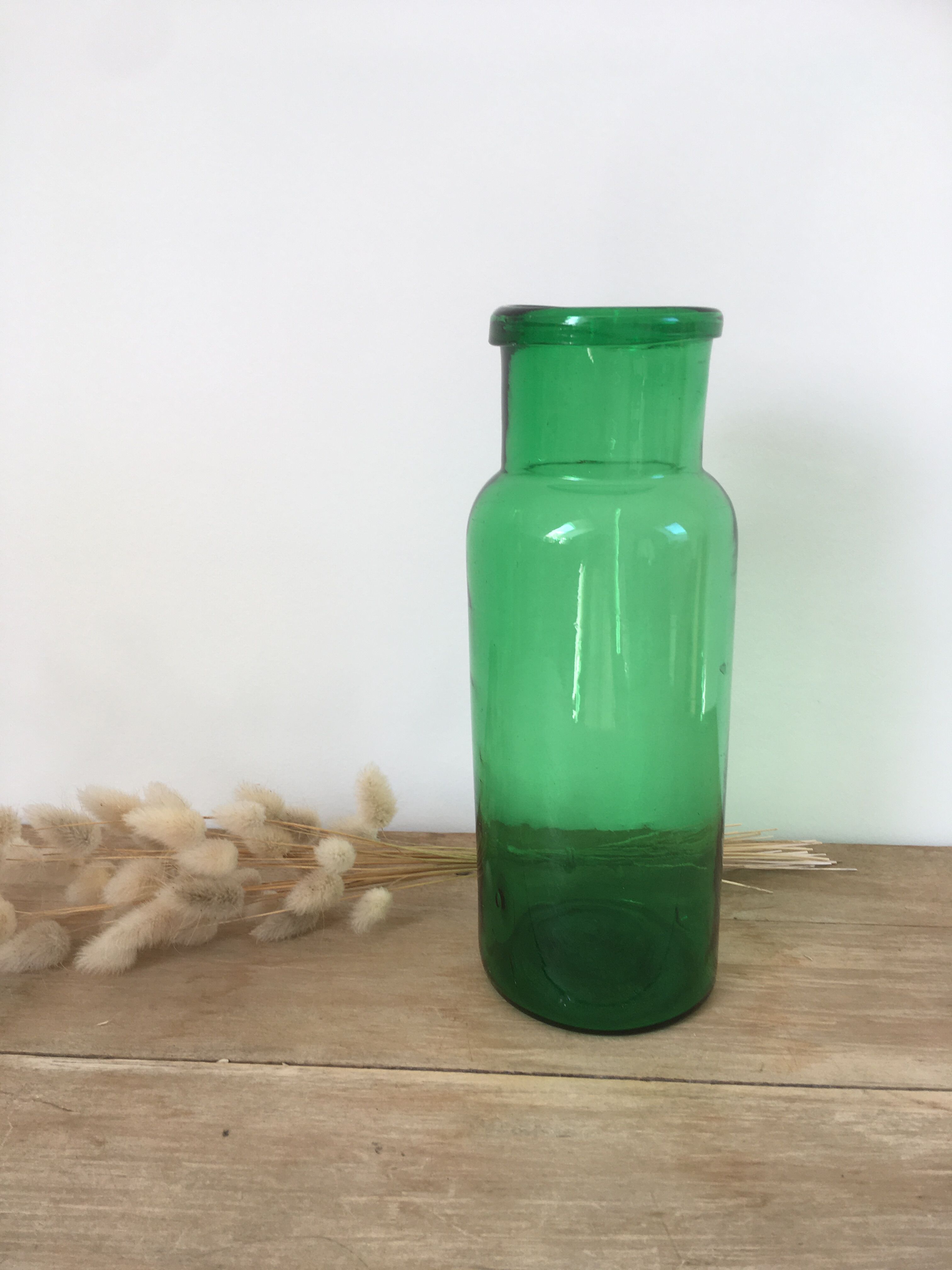 Green glass apothecary jar