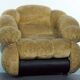 Space Age Single Armchair by Adriano Piazzesi, Cream Teddy Bear & Leather