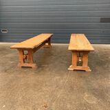 Pair of oak farm benches