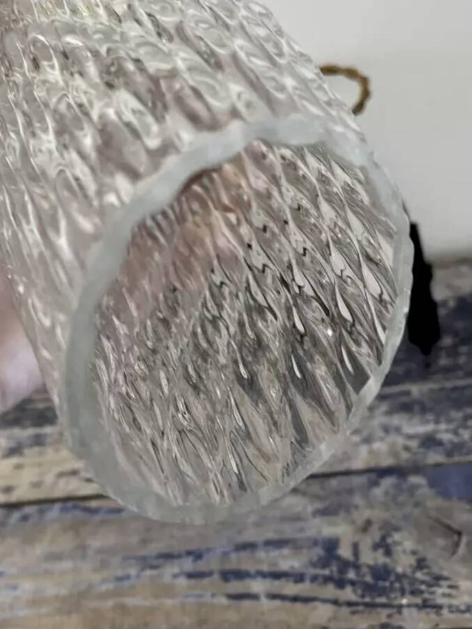 Set of two vintage chiseled glass portable lamps