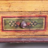 Restored Biedermeier Wardrobe, Spruce, Preserved Original Paintings, Czechia, 1800s