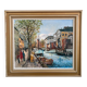 Vintage original oil painting of a canal cityscape, circa 1970s