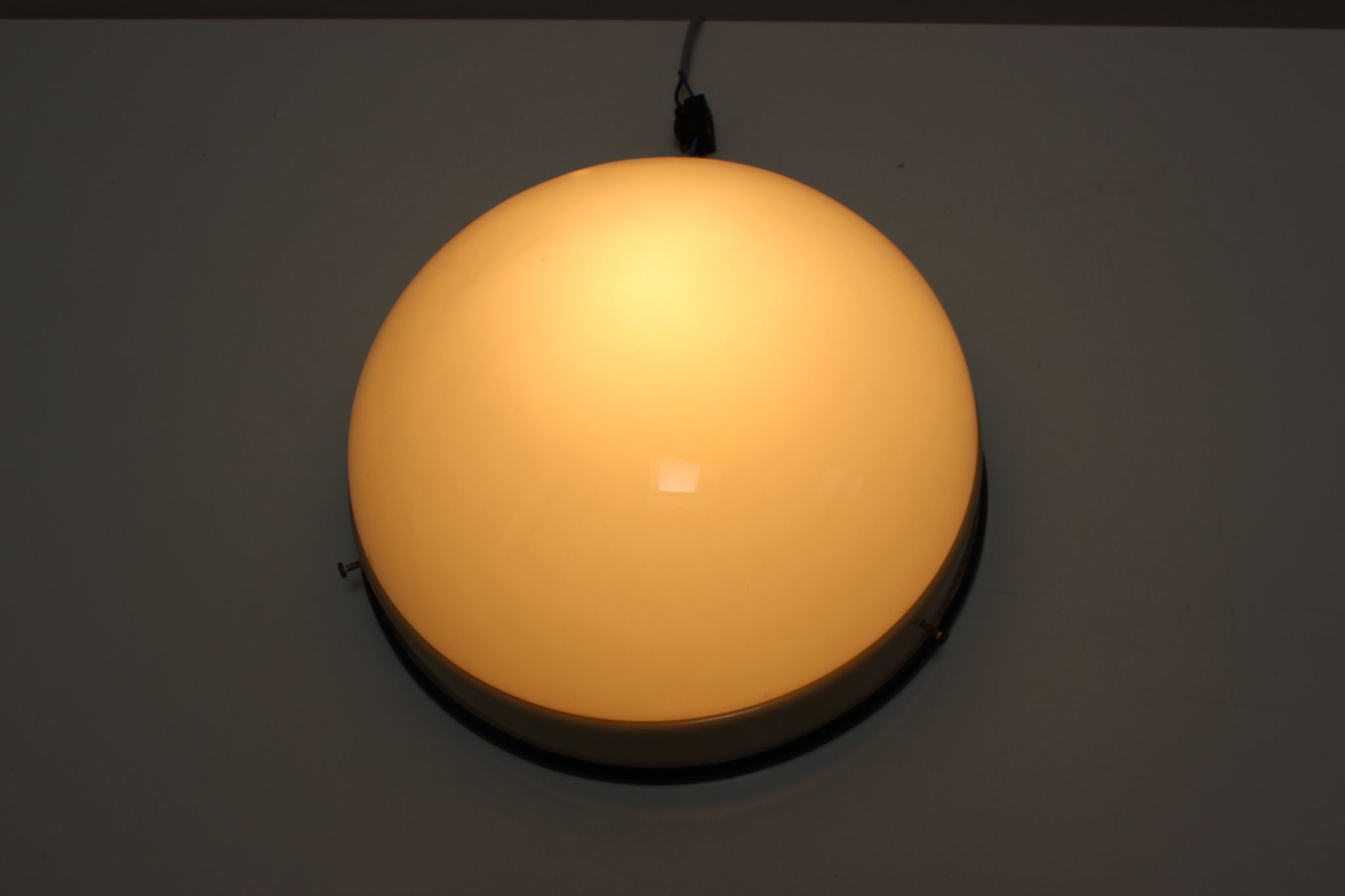 Midcentury Glass Ceiling Lamp, Flush Mount or Wall Lamp, 1960s
