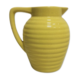 Yellow pitcher in slurry, faience onnaing frères