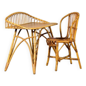 bureau en rotin et sa